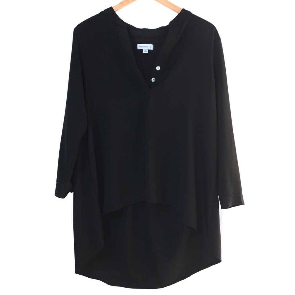 Susan Graver Black Long Sleeve Tunic / Flowy Top